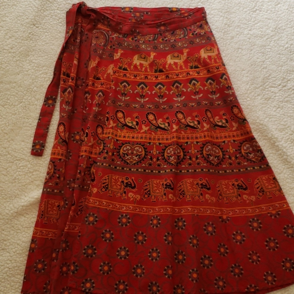 Darn Good Yarn cotton wrap around skirt EUC
